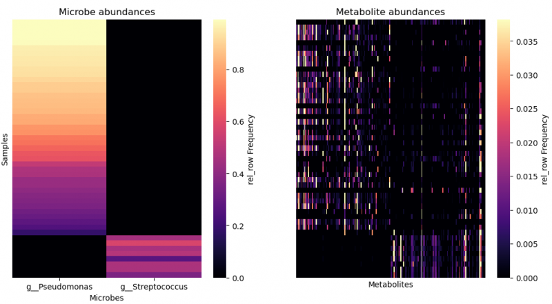 指定微生物及其共現代謝物 paired heatmap