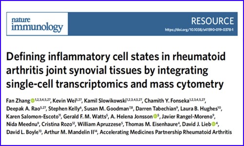 文獻解讀 | 單細胞轉錄組學分析類風濕性關節炎關節滑膜組織中的炎癥細胞