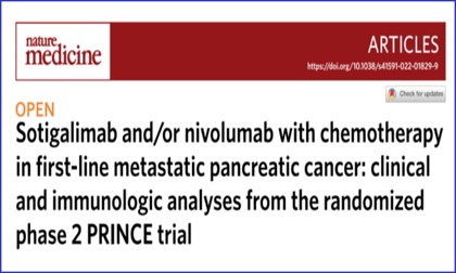 文獻分享 |Olink 新文 IF>50，PRINCE 二期實驗發現聯合免疫治療聯合化療能使胰腺癌生存率提高 65%