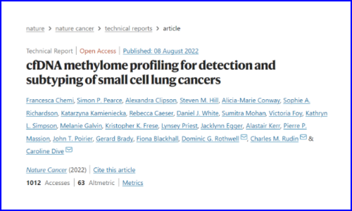 Nature 子刊 | 全基因組 cfDNA 甲基化分析可實現(xiàn)小細胞肺癌的靈敏檢測、預后監(jiān)測及分子分型