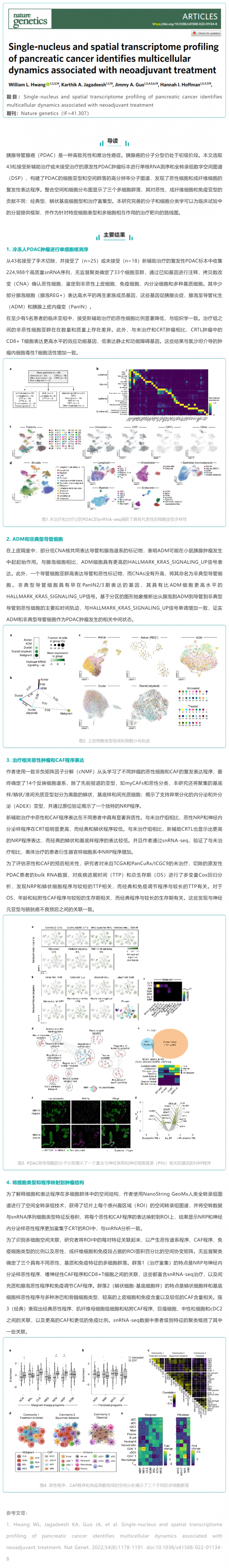 文獻(xiàn)解讀_胰腺癌的單核和空間轉(zhuǎn)錄組分析識別與新輔助治療相關(guān)的多細(xì)胞動力學(xué)