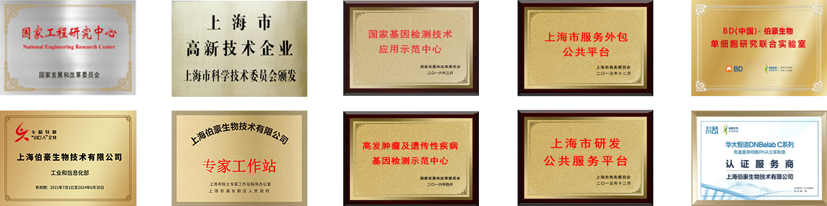 伯豪生物歷年榮譽(yù)證書