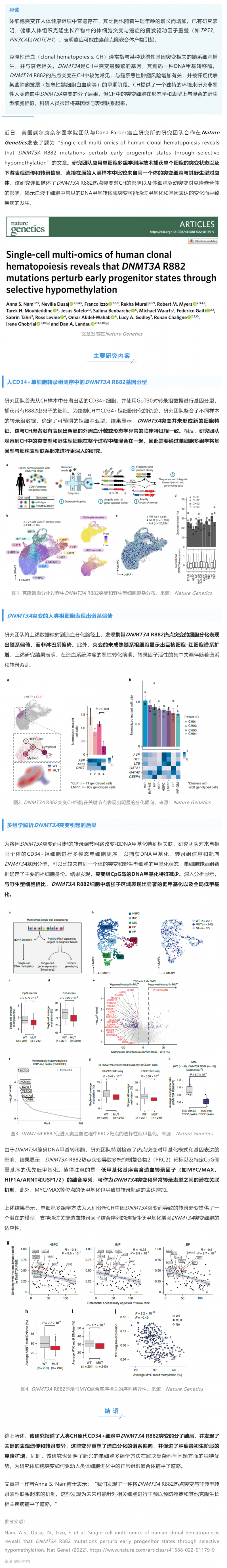 單細(xì)胞多組學(xué)技術(shù) | 解析 DNMT3A R882 突變在人類克隆造血中的影響