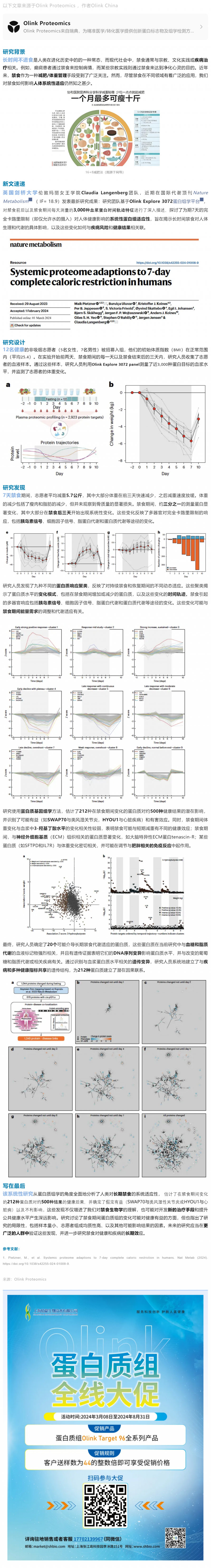 2024-08-19 辟谷奧秘 |Olink Explore 蛋白組學揭秘 7 天禁食后人體系統性適應