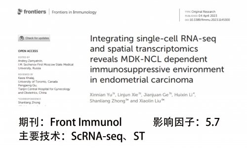 文獻(xiàn)解讀 | 整合 scRNA-seq 和 ST 揭示了子宮內(nèi)膜癌中 MDK-NCL 依賴(lài)的免疫抑制環(huán)境