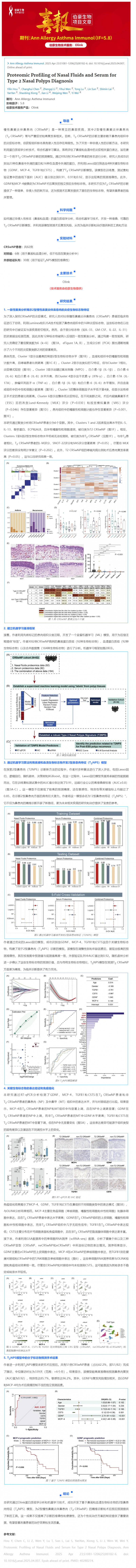 項(xiàng)目文章 _ 鼻液和血清蛋白質(zhì)組學(xué)助力 2 型鼻息肉診斷
