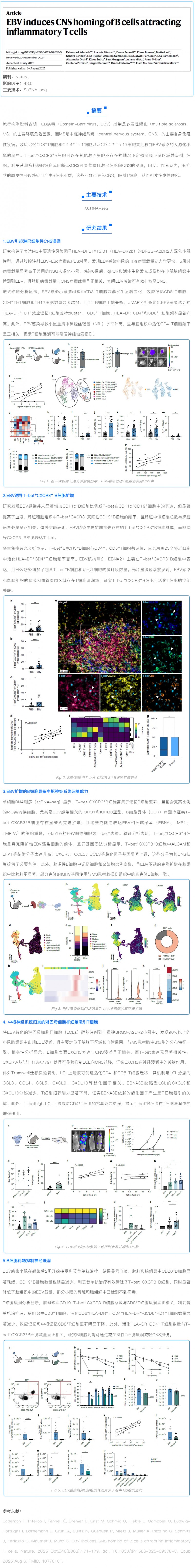 文獻解讀 _ EBV 誘導 B 細胞吸引炎性 T 細胞的 CNS 歸巢