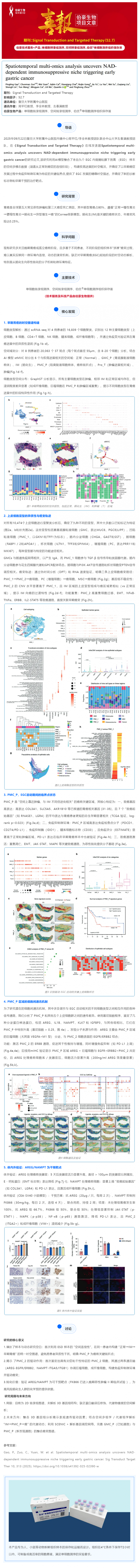 時(shí)空組學(xué)項(xiàng)目文章 _ 時(shí)空多組學(xué)揭示 NAD 依賴的免疫抑制微環(huán)境驅(qū)動(dòng)早期胃癌發(fā)生