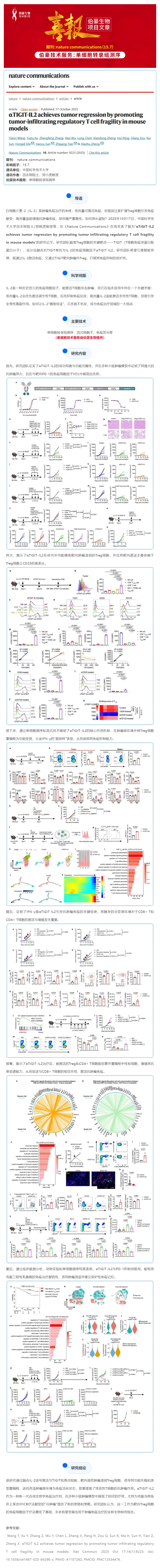 單細(xì)胞項目文章_αTIGIT-IL2 通過促進(jìn)小鼠模型中腫瘤浸潤調(diào)節(jié)性 T 細(xì)胞脆性實現(xiàn)腫瘤消退