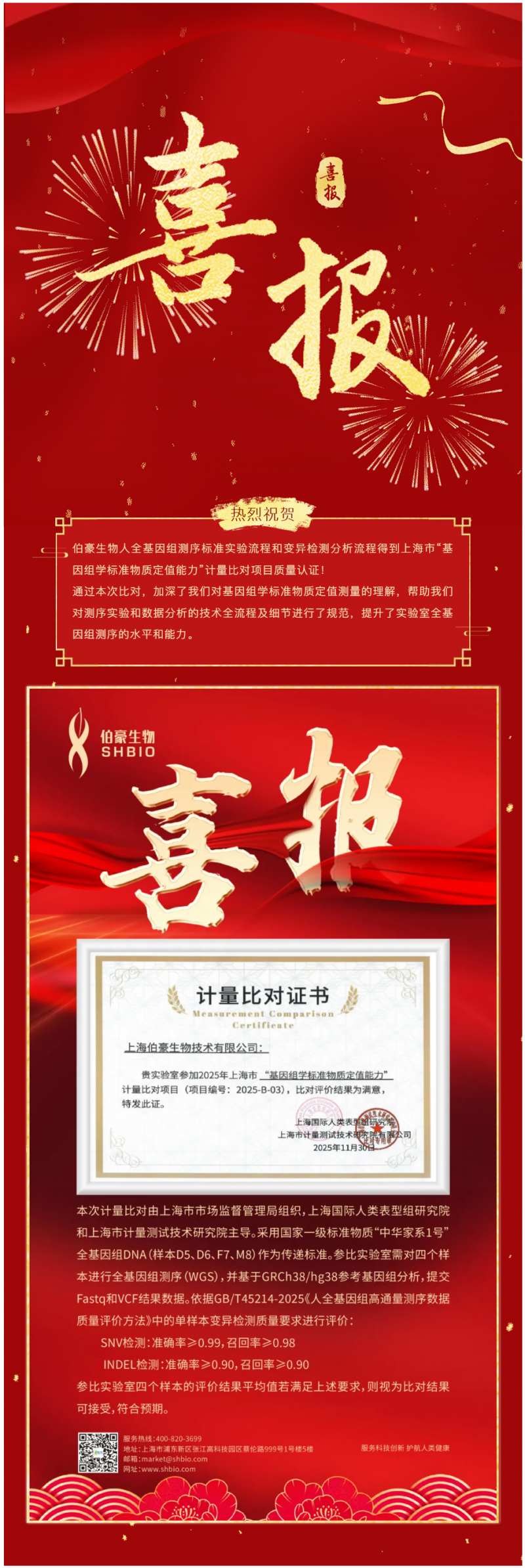 【喜報(bào)】伯豪生物基因組測(cè)序與變異檢測(cè)分析能力獲上海市官方權(quán)威質(zhì)量認(rèn)證！